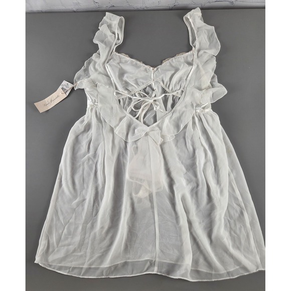 Linea Donatella Sz M Ivory Negligee Babydoll Victorian Bridal Coquette - Picture 2 of 5